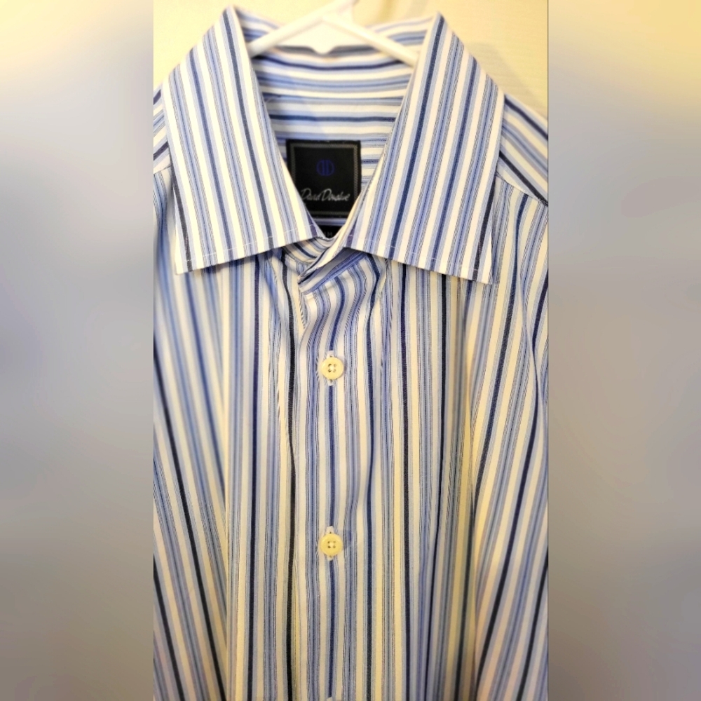 David Donahue Blue Striped Men's Shirt